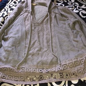 Gray Embroidered Hoodie